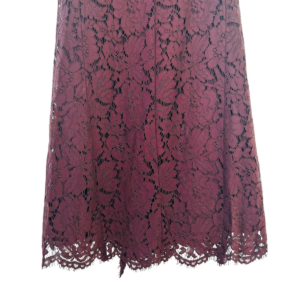 NWT- Ann Taylor Maroon Lace Dress w/ scalloped hemline - Picture 5 of 8